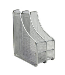 Tavă pentru hîrtie verticală, 2 secții, din metal tip plasă, argintie